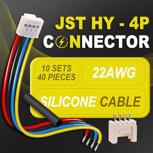 10 Sets/40 Pcs JST HY 2.0mm 4 Pin 22AWG Silicone Connector Kit | Premium Automotive Wiring, Heavy Duty Terminals, Reliable Circuit Board, High Temperature Housing, Easy Project Assembly - size: 4-Pin, style: JST-HY
