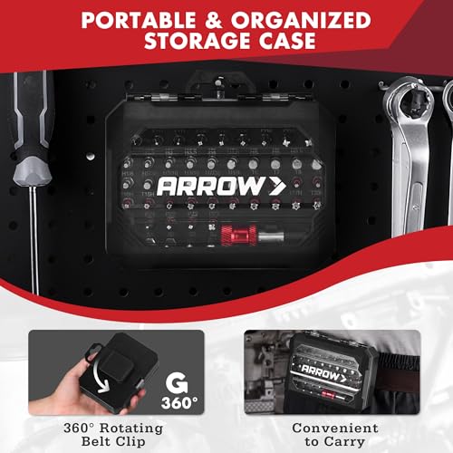 ARROW 59-Piece 1/4" Screwdriver Bit Set, S2 Steel Color-Coded Bits | Magnetic Bit Holder & Storage Case, Compatible with Power Drill, Screwdriver, and Mini Ratchet Wrench - style: 59 PCS Screwdriver Bit Set