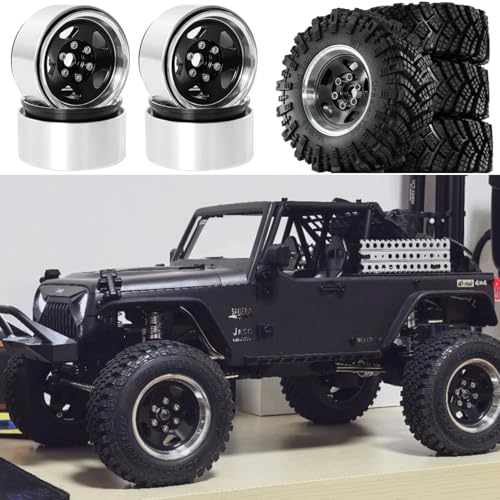 1.9 Beadlock Wheels, 4pcs Black | Aluminum RC Rims Hub with Positive Offset 12mm Hex for 1/10 RC Crawler Axial SCX10 II III 90046 AXI03007 Traxxas TRX4 TRX6 - color: Five Models-black