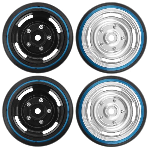 4Pack ShareGoo Hard Plastic 1/10 RC Drift Car Tires & Wheel Rims 12mm Hex Compatible with Traxxas 4Tec 2.0 HSP Tamiya TT01 TT02 Kyosho RC 1/10 On-Road Drift Drifting RC Car (Blue) - color: Blue