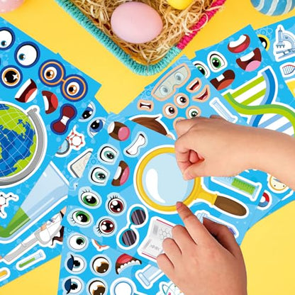 Science Stickers, Make-a-face Sticker, Make Your Own Science Stickers | 24 Sheets, Laboratory Sticker Decals, Chemistry, Biology, Physics, Classroom Decor for School Teacher - style: Laboratory Sticker