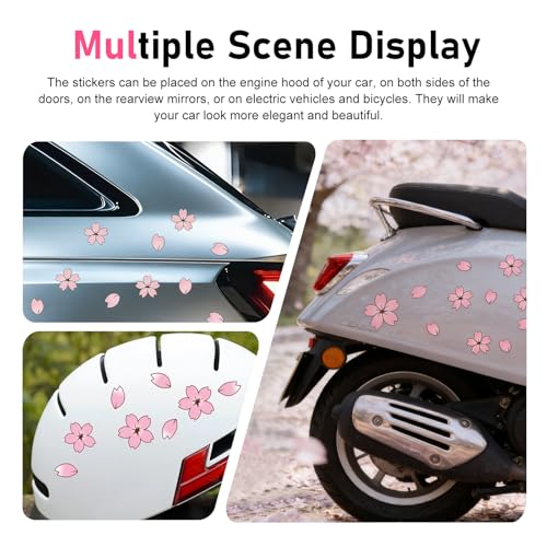 20 PCS Car Door Body Sticker, Cherry Blossom & Petal Set Creative Lovely Car Decor, Waterproof Scratch Covering Auto Body Exterior Ornament, Universal for Cars SUVs Trucks (Pink)