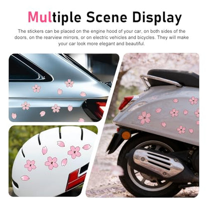 20 PCS Car Door Body Sticker, Cherry Blossom & Petal Set Creative Lovely Car Decor, Waterproof Scratch Covering Auto Body Exterior Ornament, Universal for Cars SUVs Trucks (Pink)