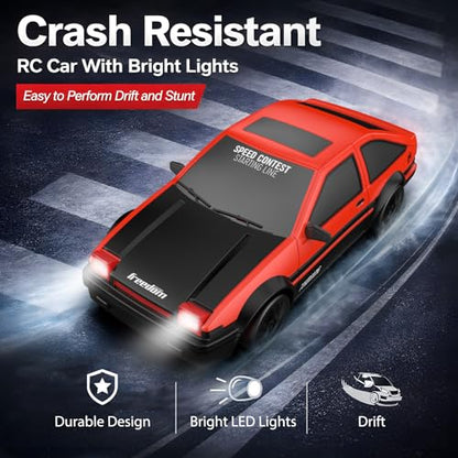Remote Control Car RC Drift Car 2.4GHz 1:24 Scale 4WD 15KM/H High Speed Model Vehicle with LED Lights Drifting Tire Racing Sport Toy Car for Adults Boys Girls Kids Gift - color: A-red