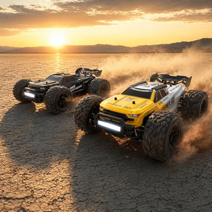 MJX 14207 1/14 Scale Brushless RC Truck, 4WD High Speed Off-Road RC Car with 2852 4200KV Motor, 50A ESC, Aluminum Chassis, 2.4GHz Remote, 7.4V 3000mAh Battery, RTR RC Monster Truck for Adults