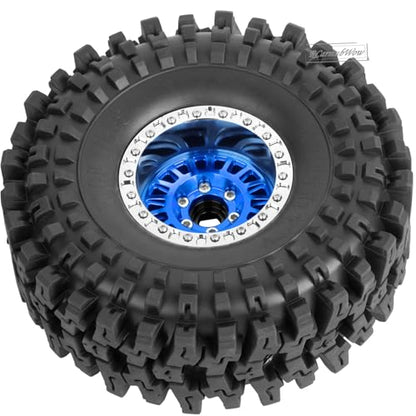 1.9" Beadlock rc Wheels and Tires for 1/10 RC Crawler TRX4 TRX6 SCX10 90046 AXI03007 VS4-10 Gen8 MST CFX D90,Aluminium 1.9 Beadlock Wheel 1.9 RC Tire,4pcs,Navy Blue - color: Navy Blue(4pcs)