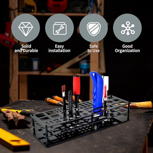 Screwdriver Storage Rack 63-Holes Acrylic Tool Stand Black | Multi-Function Screwdriver Organizers for RC Tools Kit, Hex Cross Screw Driver Organizer Workshop Tools