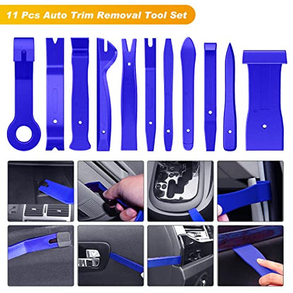 GOOACC 102Pcs Auto Trim Removal Tool and Push Pin Retainer Clip Set Blue | Fastener Terminal Remover Tool Adhesive Cable Clips Panel Remover Kit Car Panel Radio Removal Auto Clip Pliers - color: 60Pcs Clips + 42 Remover, size: Clips+Remover