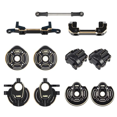 AMK SCX10 III Brass Kit 676g Metal Bumper Front Rear Set Diff Cover Front Rear Axle Housing Portal Steering Knuckle Caps for 1/10 RC Crawler Axial SCX10 Upgrades AR45P