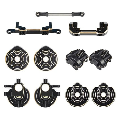 AMK SCX10 III Brass Kit 676g Metal Bumper Front Rear Set Diff Cover Front Rear Axle Housing Portal Steering Knuckle Caps for 1/10 RC Crawler Axial SCX10 Upgrades AR45P