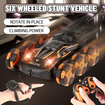 6WD Gesture Sensing RC Stunt Cars, 2.4Ghz Remote Control Cars,Toys Gifts for Kids 8 9 10 11 12 Year Old Boys Girls,360° Rotation Drift Car with Light & Music DMRC010-O