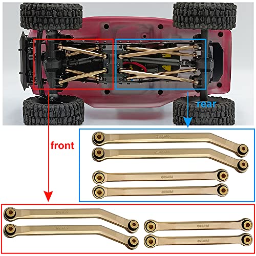 Higher Extra Clearance RC Links Linkage Set for 1/24th Axial SCX24 Deadbolt AXI90018 AXI00004 RC Crawler Car Upgrades Parts (Gold) - color: Gold