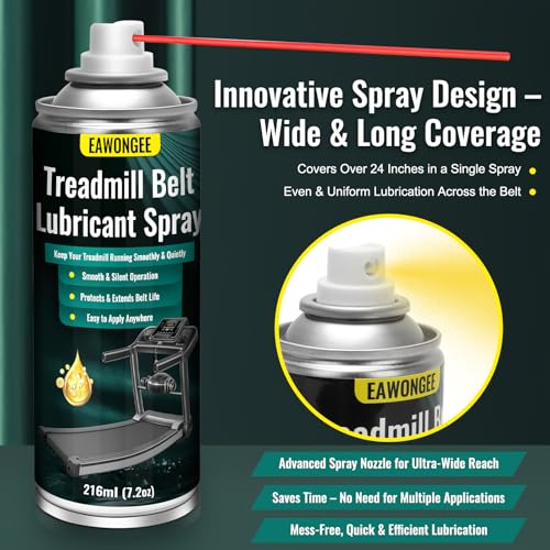 EAWONGEE Treadmill Belt Lubricant Spray 2-Pack 7.2oz | Precision applicator tube, heat-resistant, no disassembly needed, for treadmill, elliptical, exercise bike, fitness belts - size: 2 Pack
