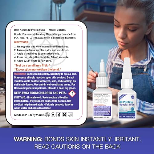 3D Printing Super Glue, Ultra-Thin Capillary Adhesive for PLA ABS PETG TPU | 30g Professional Instant Bond for Micro Gaps & Seamless Post-Processing, Heat Resistant & Clear Finish - size: 3D Printing Super Glue