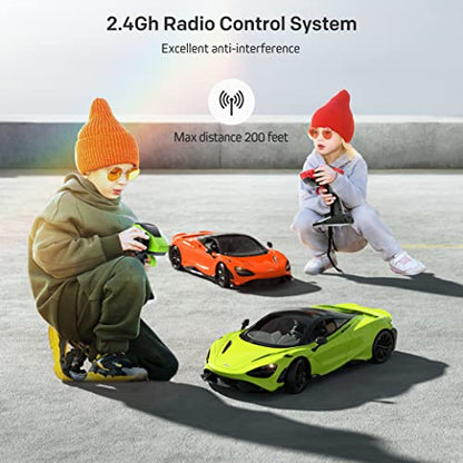 MIEBELY Remote Control Car, McLaren Rc Cars Officially Licensed 1/12 Scale 7.4V 900mAh Toy Car with 12km/h Fast Model Car Headlight for Adults Kids Boys Age 6-12 Year Birthday Ideas Gift Green | Official license;900mAh lithium;2.4G 200ft control;steering