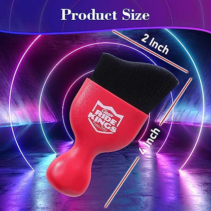 Car Interior Detailing Kit - 2 Red Dusters, Brush | Electrostatic sweep for dash. Cleans vents & narrow gaps scratch-free. Perfect auto care gift box for vehicles. - color: Red