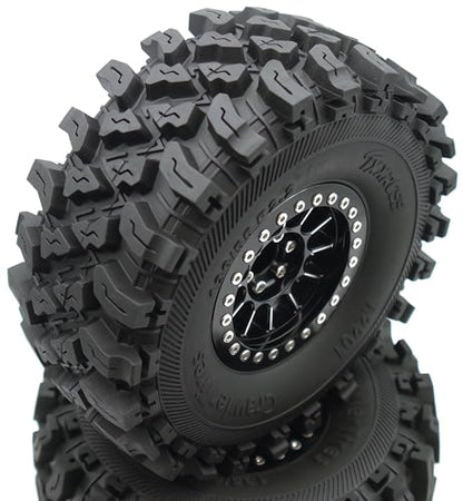 348g Weighted RC 2.2 Beadlock Wheels & Tire Set (4-Piece) Upgrades Accessories Rims for 1/10 SCX10 Wheels TRX4RC4WD and D90 RC Crawler Axial Remote Control Car 4pcs (Black) - color: Black