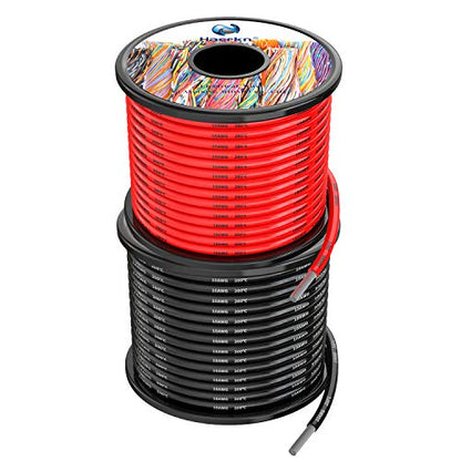 Haerkn 10 awg Silicone Electrical Wire Cables 2 Colors 25ft Each Spool | 10 Gauge 600V Soft and Flexible Hook Up Oxygen Free Stranded Tinned Copper Wire Model Battery Cable - style: 10AWG/5.2mm²