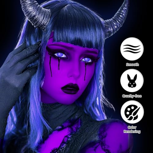 Go Ho Makeup Purple Body Paint(2.1 oz),Water Based Purple Face Paint and Body Paint for Airbrush Makeup Special FX, Cosplay, and Halloween Make up - color: Purple