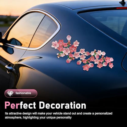 32 PCS 3D Stereo Cherry Blossom Car Stickers, Flower Design DIY Car Body Bumper Decoration, Personalized Scratch Cover Waterproof Decals, Universal for Cars SUVs Trucks (Pink) - size: 32 PCS