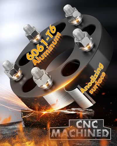 Dynofit 1Pc 5x4.5 to 5x5 Wheel Adapters for Je/ep Spare Tire Jk Wk Wj Xk Wheels on Tj Yj Kk Xj Mj Kj Zj, 5x114.3mm to 5x127mm 1.25" Forged Conversion Wheel Spacers 1/2" Thread Adapter