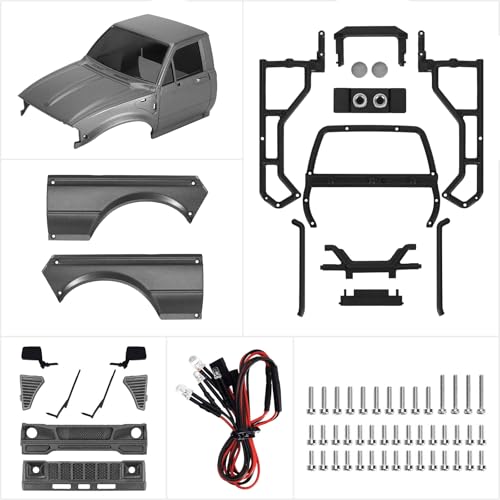 INJORA IR60-24 Body for SCX24 C10 Bronco Wrangler Base Camp 4Runner (Grey) - color: Grey