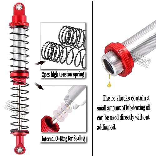 120mm 7075 Front Rear Shocks Absorber Damper Upgrades for 1/10 RC Hobby Cars,4PCS Aluminum Full Metal RC Shocks Absorber,Red - size: 120 MM (4.72 in)