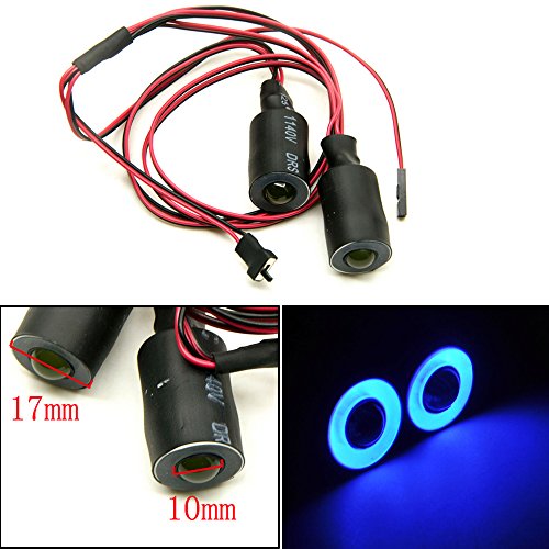 QUE-T 17mm 2 LEDs Angel Eyes & Demon Eyes LED Headlight/Back Light for 1:10 RC Model Crawler Cars, (Blue + White, 17MM) - color: Blue + White, size: 17MM