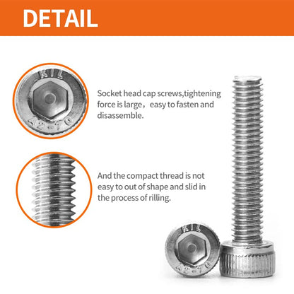 M6 x 8mm 12mm 16mm 20mm 25mm Hex Socket Head Cap Screws Bolts 304 Stainless Steel Metric Machine Allen Hex Drive, Fully Threaded, Assortment Kit 50PCS - size: M6 x 8/12/16/20/25mm (50PCS)