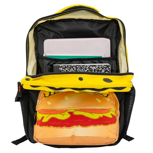 AI ACCESSORY INNOVATIONS Sponge Bob Square Pants Backpack, 3D Big Face SpongeBob Girls & Boys School Bag 16” - color: Sponge Bob