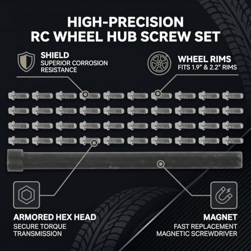 50Pcs RC Car Wheel Rims Hub Screws Kit, Stainless Steel M2 Screws for 1/10 RC Crawler Car 1.9 Beadlock Rings