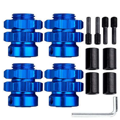 Aluminum 17mm Wheel Hubs/Nuts Splined for 1/10 Traxxas E-Revo Summit T-Maxx, Set of 4 (Navy Blue) - color: Navy Blue