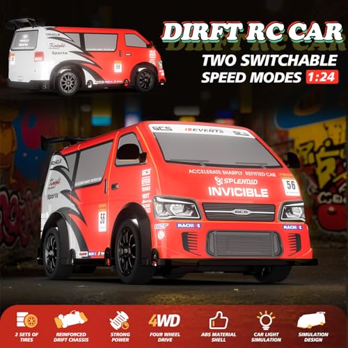 RC Drift Car 1:24 Scale Remote Control Vehicle 25KM/H(Peak) 4WD with Drift, JDM Drift rc Cars with LED Lights USB Rechargeable Battery, rc Cars Boys Toys Gift Back-to-School Season Birthday - color: Rc Drift Car-red