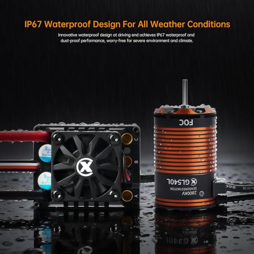 XC GL540L&GL10 APP Controls 1/10 Crawler Off Road FOC ESC and Sensored Brushless Motor Combo,80A Current,2-4S Lipo,6.0/7.4V BEC,IP67 Water Proof (1400KV)