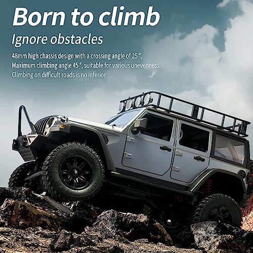 GoolRC RC Crawler, 1:12 Scale 4WD Remote Control Car, Off-Road Truck with Lights, 2.4Ghz RC Rock Crawler 4x4 All Terrain RC Car with 3 Battery - color: Black, size: 3 Battery