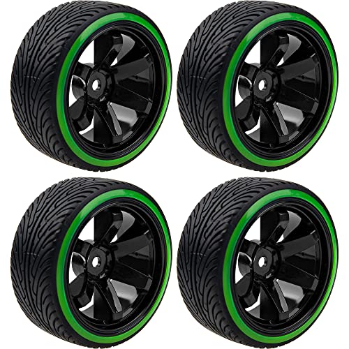 5-Spoke Hard Plastic Wheel Rims & Plastic Tires 12mm Hex & 1/10 RC Drift Car Tires 12mm Hex Hub Wheel Rims & Hard Plastic Tyre 6 Spoke