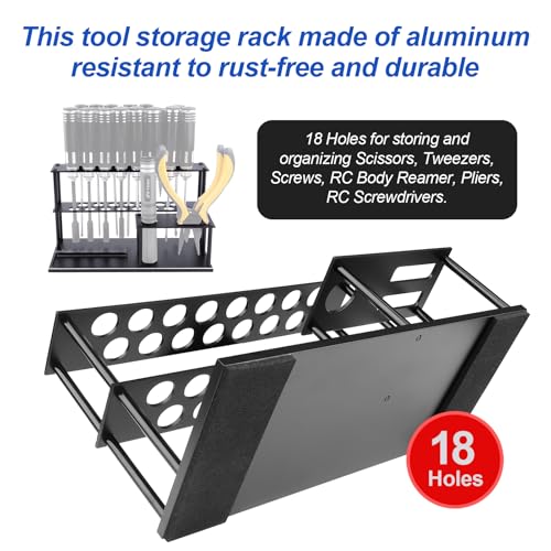Aluminum RC Screwdriver Organizer – Adjustable Tool Stand for Hex Drivers, Pliers, Body Reamers & Workshop Accessories (Unassembled Kit)