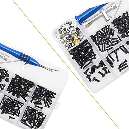 357Pcs Universal M2 M2.5 M3 RC Screws Kit Screw Fasteners Gasket Repair Tool Set Compatible with MN D90 D91 MN99S WPL C14 C24 B24 B36 1/12 1/16 RC Car