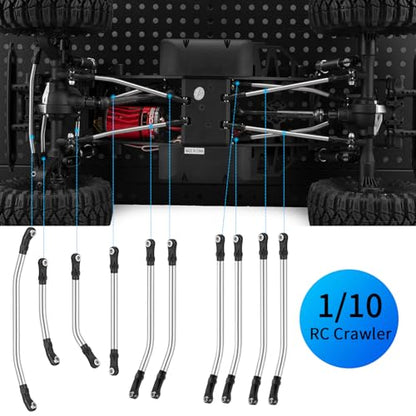 RCLIONS High Clearance Suspension Links Linkage for Redcat Ascent Fusion | 1/10th RC Crawler Car Upgrade Parts,Made of Stainless Steel