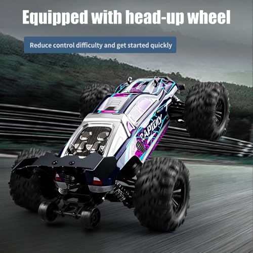 X-Verse 16101 1/16 Fast RC Cars for Adults, Max 38 mph Carbon Brush Motor Remote Control Car All Terrain RC Truggy Waterproof Off Road Truck - 3 Battery(Purple)