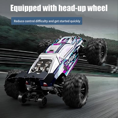 X-Verse 16101 1/16 Fast RC Cars for Adults, Max 38 mph Carbon Brush Motor Remote Control Car All Terrain RC Truggy Waterproof Off Road Truck - 3 Battery(Purple)