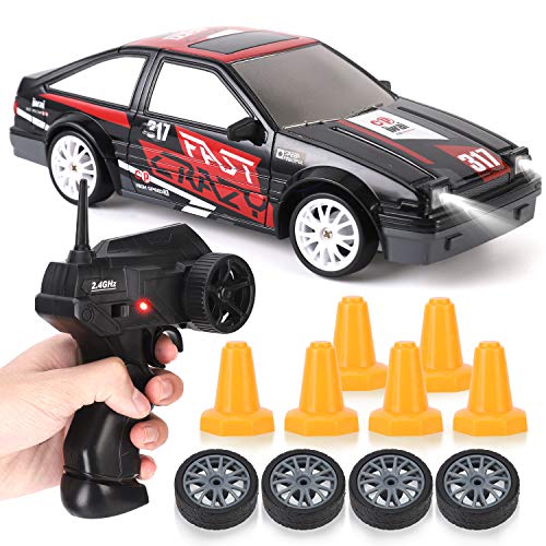 Liberty Imports RC Drift Car 1/24 2.4GHz 4WD Remote Control Sport Racing On-Road Vehicle with LED Light, Batteries and Drift Tires (Style 4) - style: Black