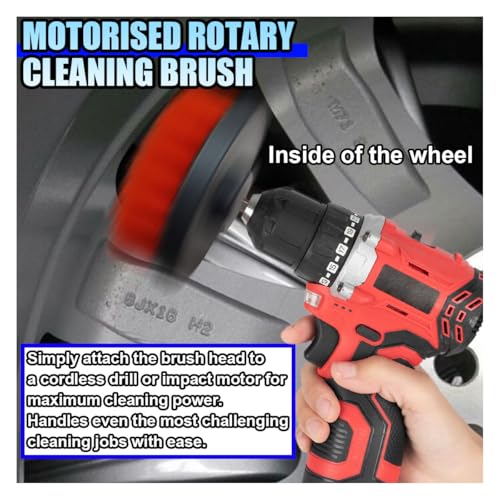 ZIMISI 2PCS Car Detailing Drill Brush Set, 2" & 4" Power Carpet Scrubber, Nylon Bristle Wheel Cleaner Brush with Drill Attachment, Car Wash Cleaning Kit for Floor Mats, Bathroom (Red) - color: Red