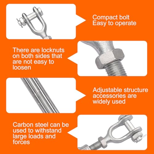 1 x 12 Inch Turnbuckle Forged Galvanized Steel Jaw and Jaw Turnbuckles for Cable Rail Rigging Rope Chain, 10,000 lbs Working Load Limit, 1PCS (1" X 12") - size: 1" X 12"