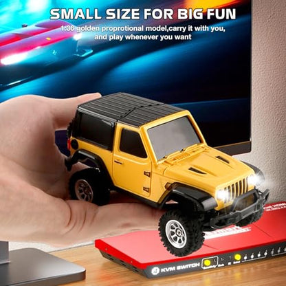 1:36 Mini RC Crawler, JABAILE 3602 4WD Off-Road RC Truck RTR for Adults Hobby Gifts Toys (Blue) - color: Blue