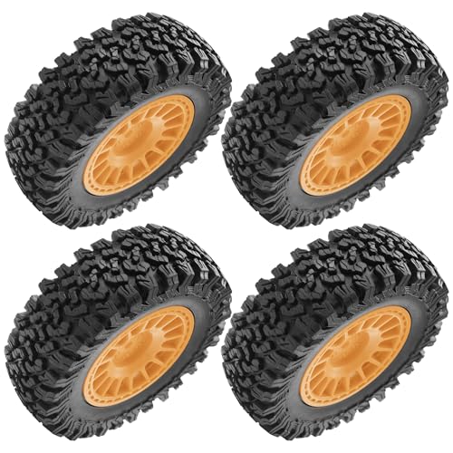 4Pcs HIRCQOO 1.9" RC Crawler Tires OD 90mm Rubber Tire and Plastic Wheel Rims 12mm Hex Compatible with 1/10 Axial SCX10 D90 Tamiya CC01 TF2 TRX4 RC Crawler (Brown) - color: Brown