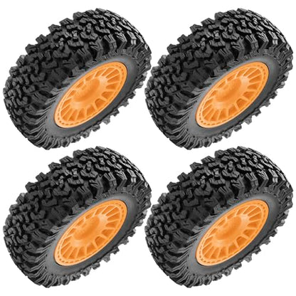 4Pcs HIRCQOO 1.9" RC Crawler Tires OD 90mm Rubber Tire and Plastic Wheel Rims 12mm Hex Compatible with 1/10 Axial SCX10 D90 Tamiya CC01 TF2 TRX4 RC Crawler (Brown) - color: Brown