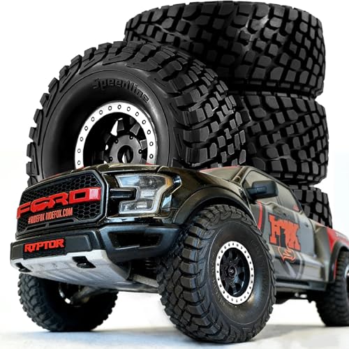 4PCS 1/8 1/7 RC Short Course Truck Tires and Wheels 17mm Hex All Terrain Off Road Tyres OD 5.31'' for 1:7 1:8 RC Buggy Truck Car HSP TRAXXAS UDR FS FSR Atom ARRMA Mojave EXB YK4072 DF7 (White) - color: White