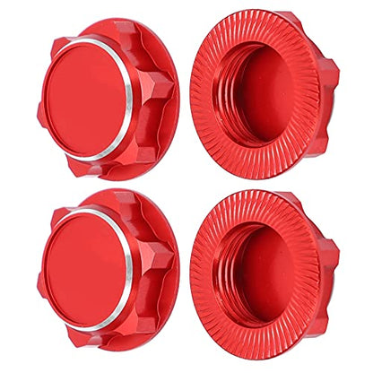 17mm Hex Wheel Nuts, 4pcs Aluminum Alloy 17mm Self Lock Hex Wheel Nuts Adapter Dustproof Caps for 1/8 RC Car Track Wheel Rims (Red) - color: Red