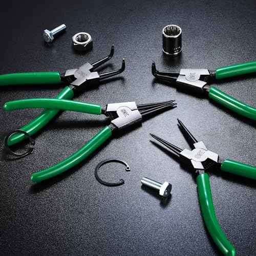 SK 7-Inch Snap Ring Pliers, Internal Circlip Pliers with 90-Degree Bent Jaw | Tip Diameter 0.07'', Premium CR-V Steel, Polished & Black Finished Tip, Spring-Loaded, Anti-Slip Grip - style: Internal Bent